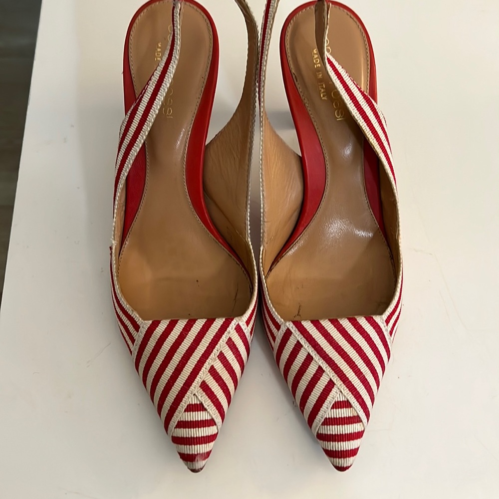 Sergio Rossi striped slingback small heels